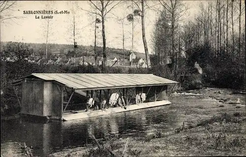 Ak Sabeonières Seine et Marne, Le Lavoir