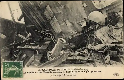 Ak Melun Seine et Marne, Catastrophe de Melun, 4 Novembre 1913, Zugunglück