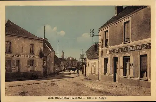 Ak Meigneux Seine-et-Marne, Route de Nangis, Cotelle-Champalet