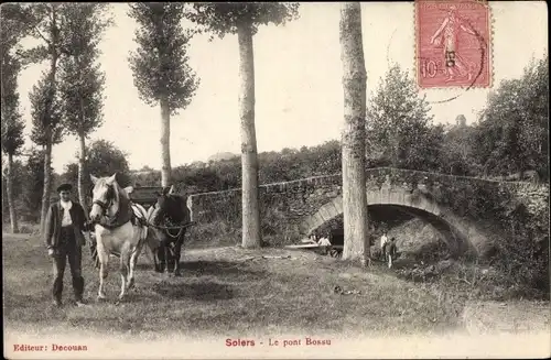 Ak Solers Seine-et-Marne, Bossu Brücke, le pont Bossu