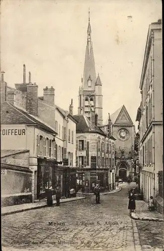 Ak Melun Seine et Marne, Eglise S. Aspais, Coiffeur