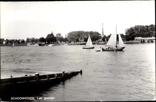 Ak Schoonhoven Südholland Niederlande, Lek gezicht, Segelboote