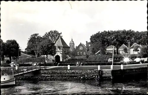 Ak Schoonhoven Südholland Niederlande, Teilansicht, Anlegestelle