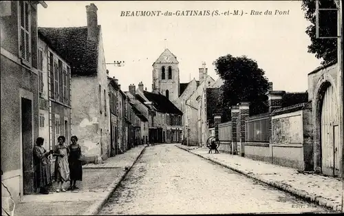 Ak Beaumont du Gâtinais Seine et Marne, Rue du Pont