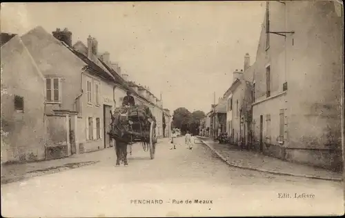 Ak Penchard Seine et Marne, Rue de Meaux, Kutsche