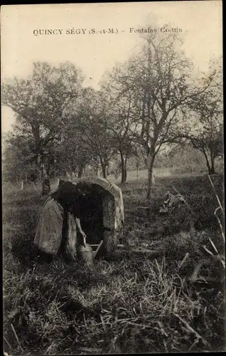 Ak Quincy Seine et Marne, Fontaine Crottin