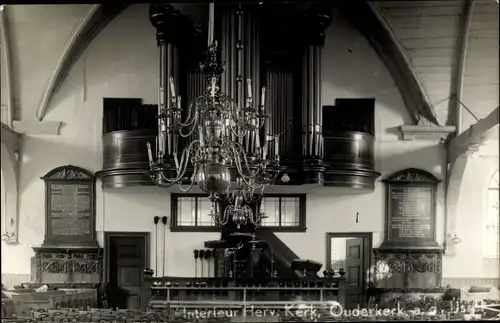 Foto Ak Ouderkerk aan den IJssel Südholland, Interieur Herv. Kerk, Innenansicht der Kirche, Orgel