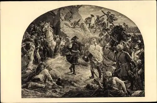 Künstler Ak Jansen, P., Schlacht bei Torgau 1760; König Friedrich der Große