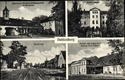 Ak Dahlenberg in der Dübener Heide, Geburtstshaus GenFeldm. von Mackensen, Gasthof zum grünen Hain