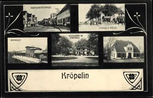 Passepartout Ak Kröpelin in Mecklenburg, Haase's Hotel, Restaurant, Rostocker Straße, Bahnhof