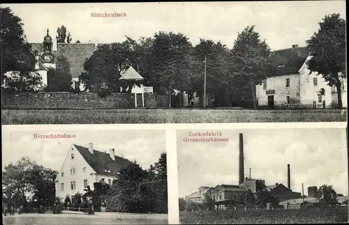 Ak Sittichenbach Lutherstadt Eisleben, Herrschaftshaus, Zuckerfabrik Großossterhausen