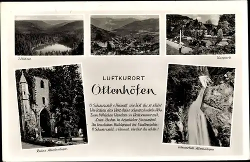 Ak Ottenhöfen im Schwarzwald, Ruine Allerheiligen, Wasserfall, Wildsee, Kurpark