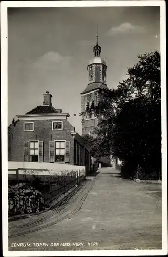 Foto Ak Eenrum Groningen, Toren der Ned. Herv. Kerk, Kirche