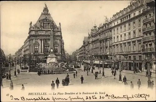 Ak Bruxelles Brüssel, La Place Broukere et le Boulevard du Nord