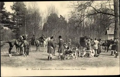 Ak Foret de Rambouillet Yvelines, Un Rendezvous a la Croix Pater