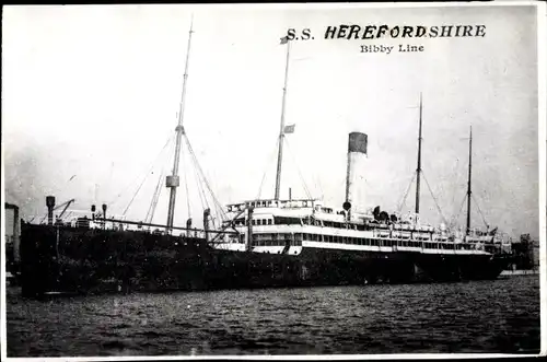 Ak Dampfer SS Herefordshire, Bibby Line