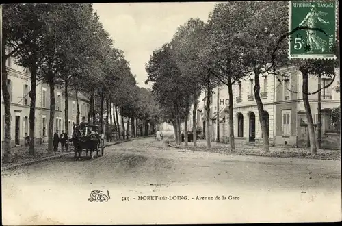 Ak Moret-sur-Loing Seine et Marne, Avenue de la Gare