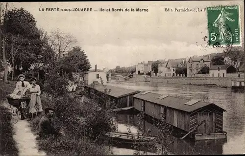 Ak La Ferté-sous-Jouarre Seine-et-Marne, Ile et Bords de la Marne
