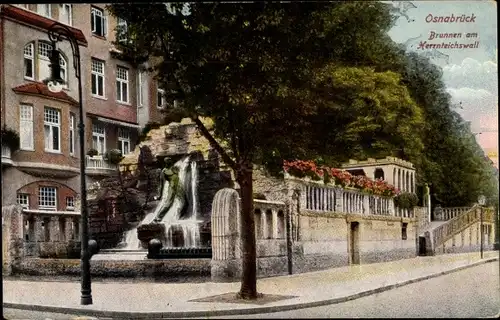 Ak Osnabrück in Niedersachsen, Brunnen am Herrnteichswall