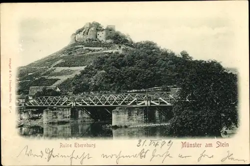 Ak Bad Münster am Stein Ebernburg Rheinland Pfalz, Ruine, Brücke