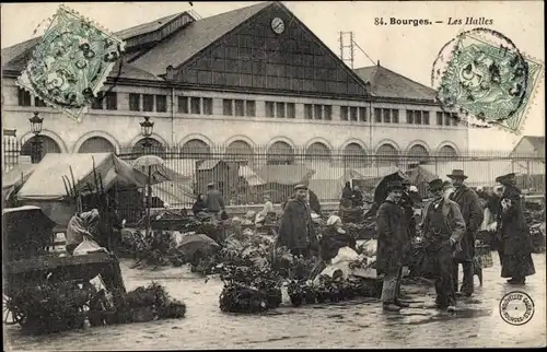 Ak Bourges Cher, Les Halles, Blumen