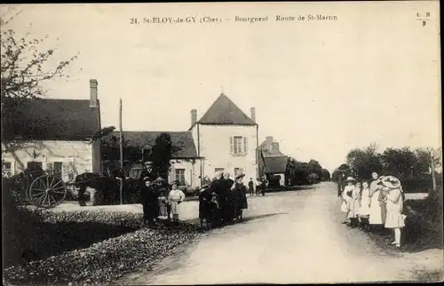 Ak Saint Éloy de Gy Cher, Bourgneut, Route de St. Martin