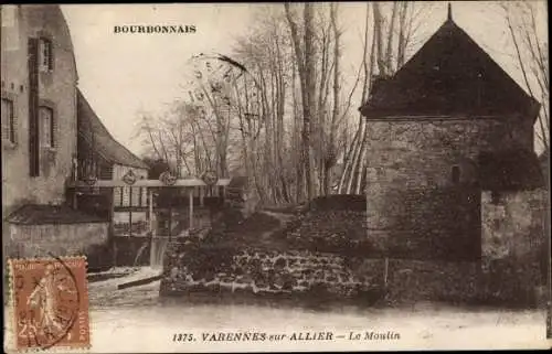 Ak Varennes sur Allier Allier, le Moulin, barrage