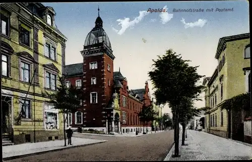 Ak Apolda in Thüringen, Bahnhofstraße mit Postamt