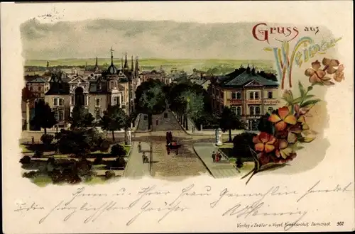 Litho Weimar in Thüringen, Hotel Kaiserin Augusta, Panorama