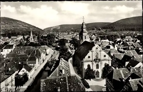 Ak Ettlingen in Baden Württemberg, St Martinskirche und Abtei, Übersicht