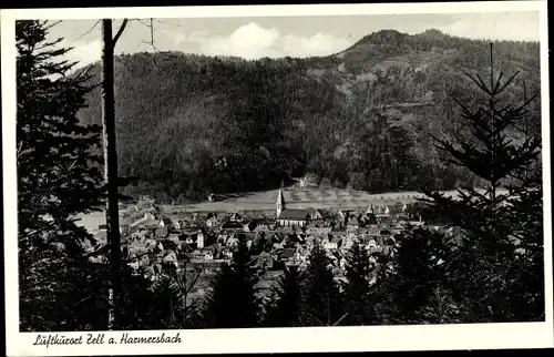 Ak Zell am Harmersbach, Teilansicht aus dem Wald gesehen