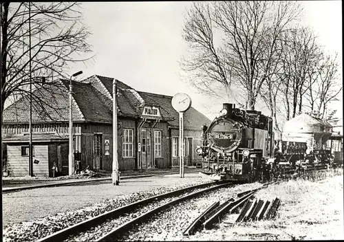 Ak Kipsdorf Altenberg im sächsischen Erzgebirge, Schmalspurbahn, Bahnhof Malter