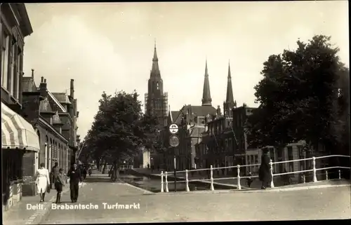 Ak Delft Südholland Niederlande, Brabantsche Turfmarkt