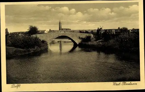 Ak Delft Südholland Niederlande, West Plantsoen, Windmühle