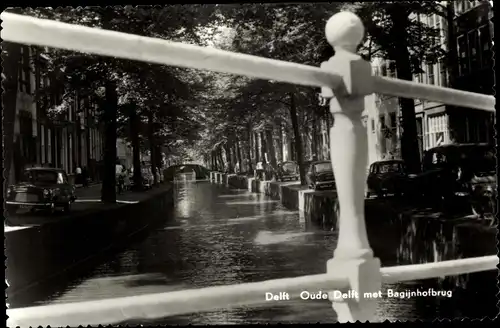 Ak Delft Südholland Niederlande, Oude Delft met Bagijnhofbrug