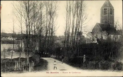 Ak Saint Martin des Champs Yvelines, Route de Corbreuse