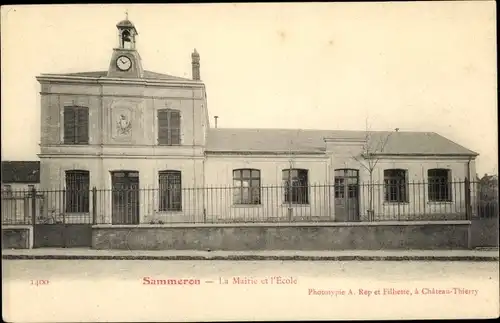 Ak Sammeron Seine et Marne, Le Mairie et l'Ecole