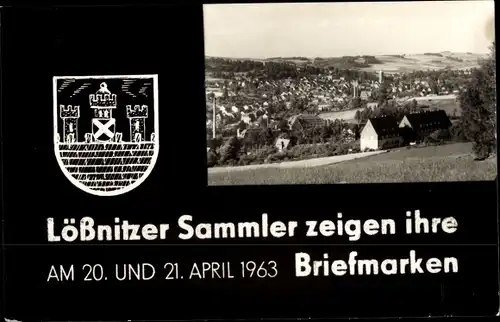 Wappen Ak Lößnitz im Erzgebirge, Gesamtansicht, Briefmarkenausstellung 1963