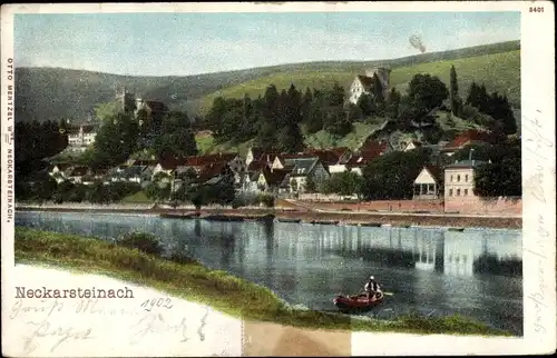 Ak Neckarsteinach in Hessen, Gesamtansicht, Neckarpartie