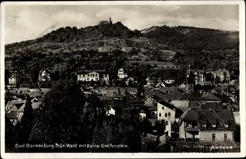 Ak Bad Blankenburg in Thüringen, Ort mit Ruine Greifenstein