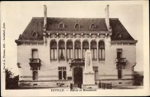 Ak Euville Meuse, Mairie et Monument