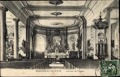 Ak Fresnes en Woëvre Meuse, Interieur de l'Eglise