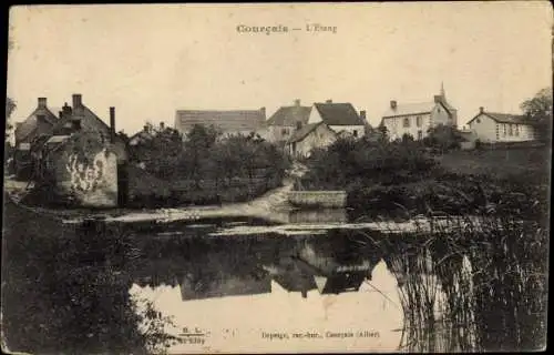 Ak Courcais Allier, Etang, vue partielle du village