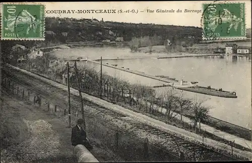 Ak Coudray Montceaux Essonne, Vue Generale du Barrage