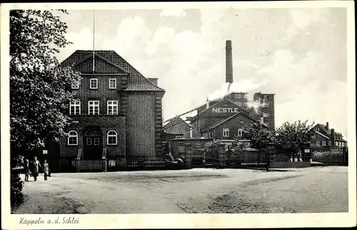 Ak Kappeln an der Schlei, Nestle Fabrik, Schornstein, Gebäude
