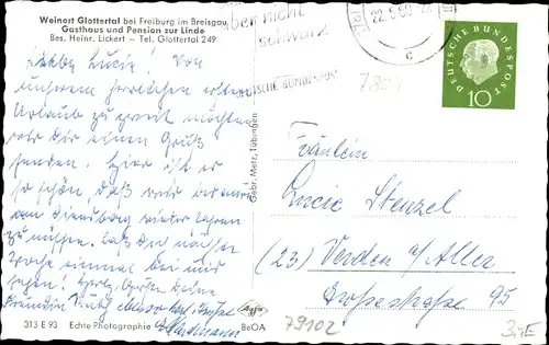 Ak Glottertal Baden Württemberg, Teilansicht, Gasthof zur Linde