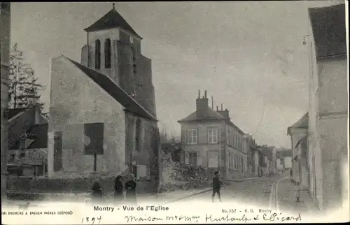 Ak Montry Seine et Marne, Vue de l'Eglise