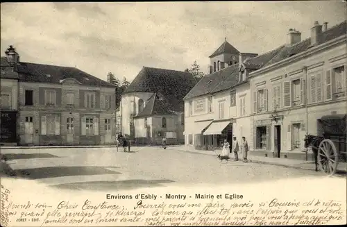 Ak Montry Seine et Marne, Mairie et Eglise
