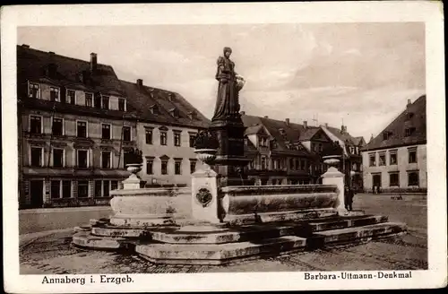 Ak Annaberg Buchholz Erzgebirge, Barbara Uttmann Denkmal