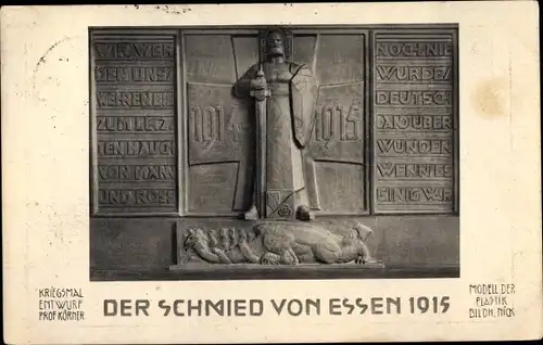 Ak Essen im Ruhrgebiet, Der Schmied von Essen, Kriegerdenkmal